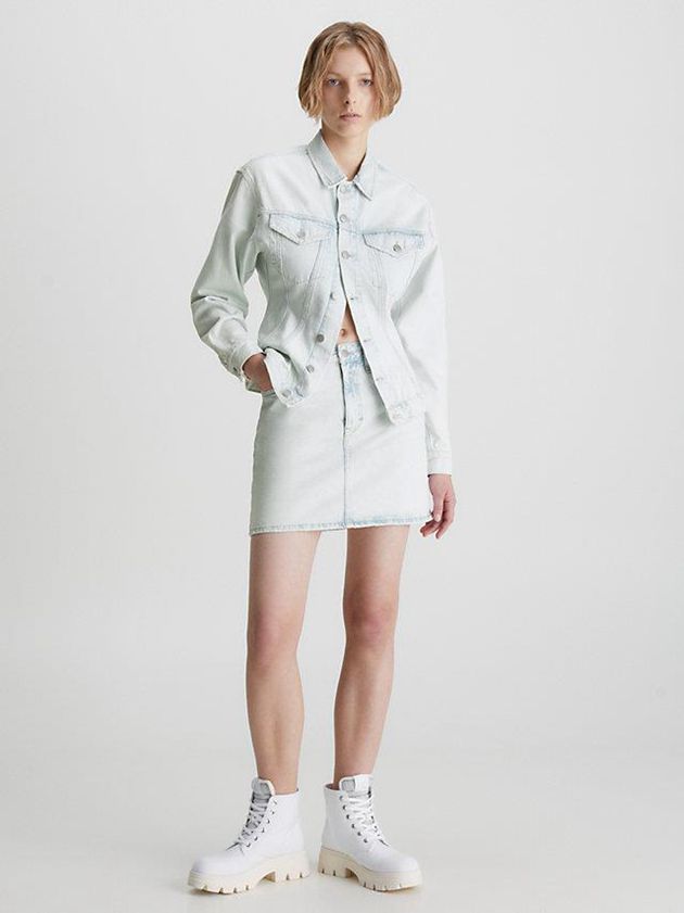 Blue Calvin Klein Tailored Denim Corset Women Jacket | XRGZ-85672