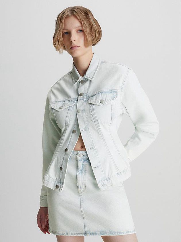 Blue Calvin Klein Tailored Denim Corset Women Jacket | XRGZ-85672