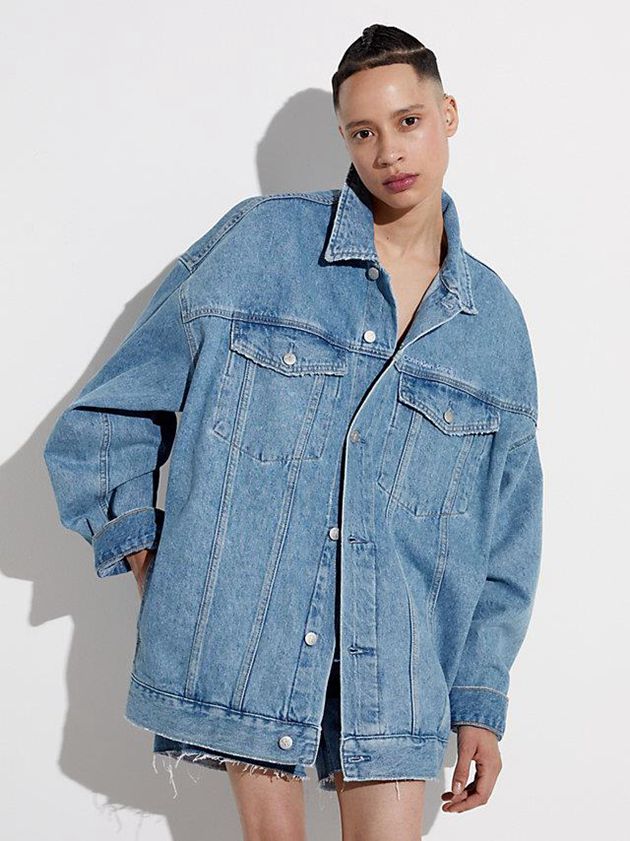 Blue Calvin Klein Unisex Oversized Denim - Pride Women Jacket | RLTS-80469
