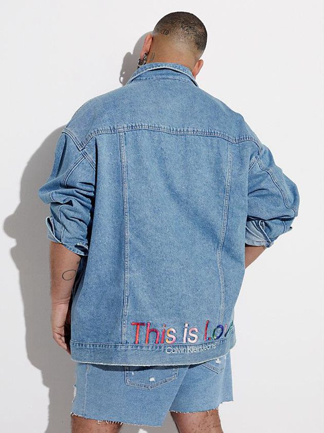 Blue Calvin Klein Unisex Oversized Denim - Pride Women Jacket | RLTS-80469