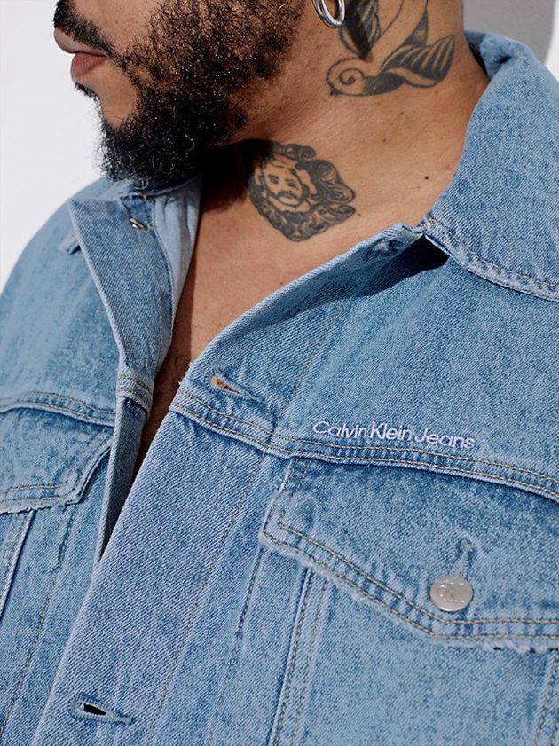 Blue Calvin Klein Unisex Oversized Denim - Pride Women Jacket | RLTS-80469