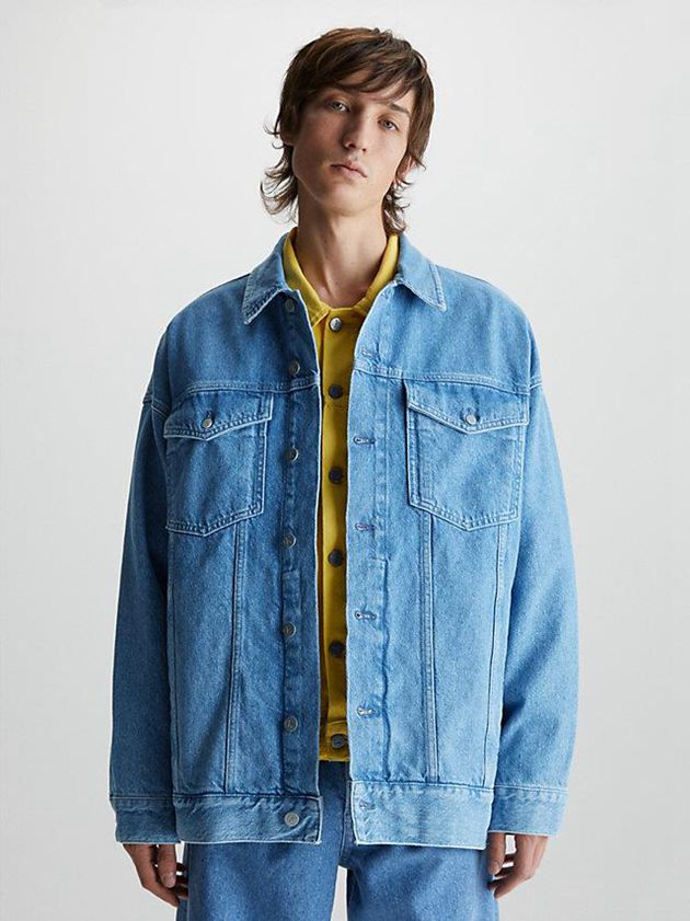 Blue Calvin Klein Unisex Oversized Denim Men Jacket | GJHI-59420