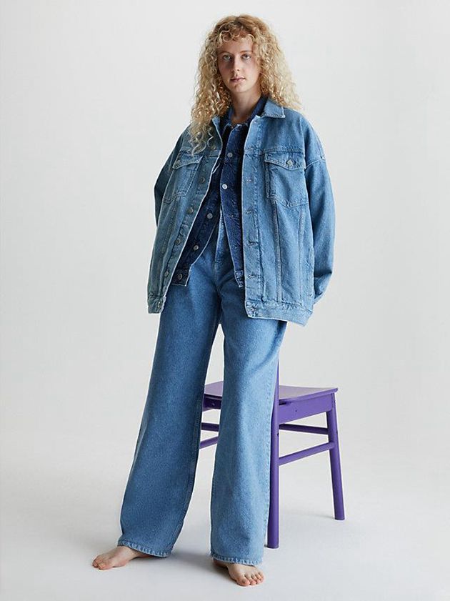 Blue Calvin Klein Unisex Oversized Denim Men Jacket | GJHI-59420