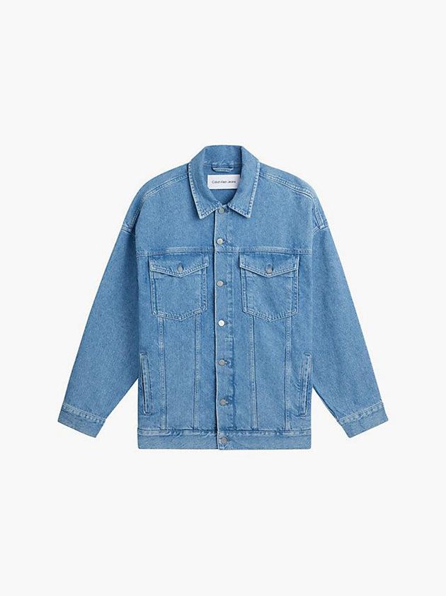 Blue Calvin Klein Unisex Oversized Denim Men Jacket | GJHI-59420