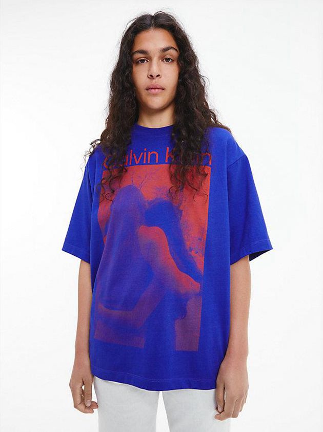 Blue Calvin Klein Unisex Printed - CK Standards Men T-Shirt | XHLM-24083