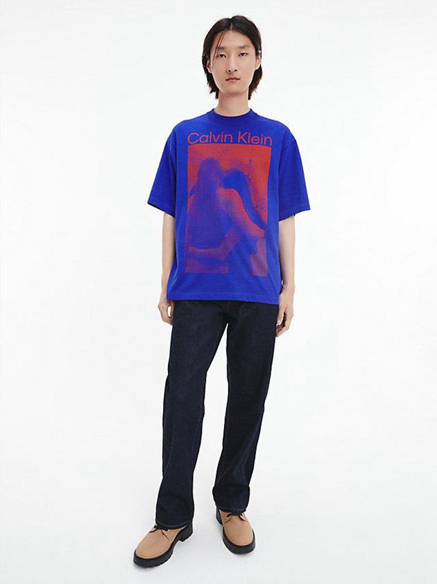 Blue Calvin Klein Unisex Printed - CK Standards Men T-Shirt | XHLM-24083