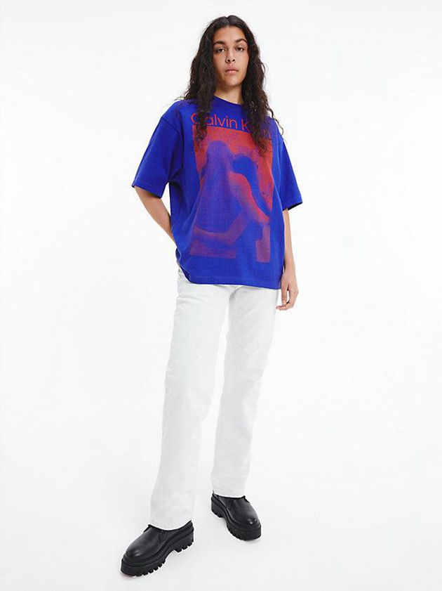 Blue Calvin Klein Unisex Printed - CK Standards Men T-Shirt | XHLM-24083