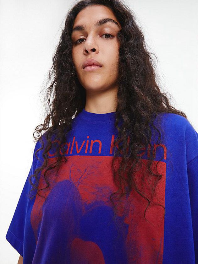 Blue Calvin Klein Unisex Printed - CK Standards Men T-Shirt | XHLM-24083