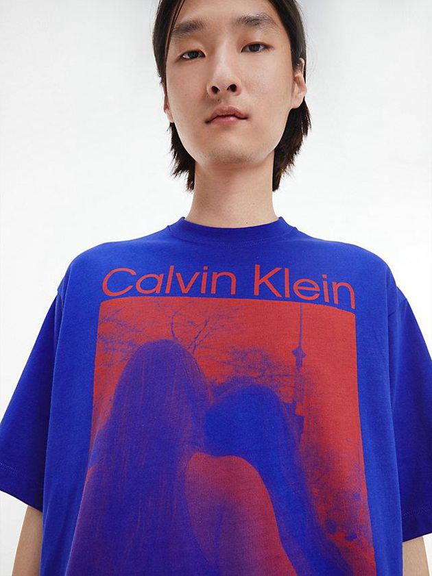 Blue Calvin Klein Unisex Printed - CK Standards Men T-Shirt | XHLM-24083