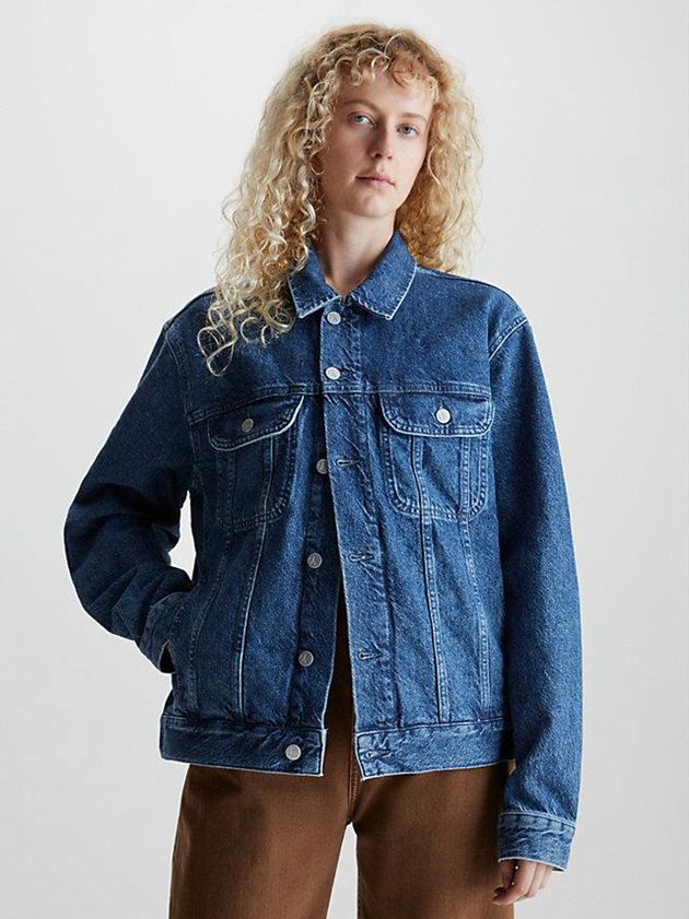 Blue Calvin Klein Unisex Relaxed Denim Women Jacket | JYLZ-78364