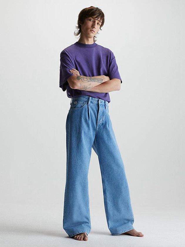 Blue Calvin Klein Wide Leg Men Jeans | HDRF-09213
