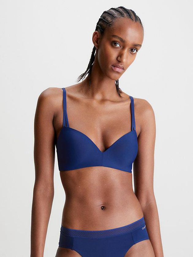 Blue Calvin Klein Wireless Push-Up - Seductive Comfort Women Bra | LKNH-02831