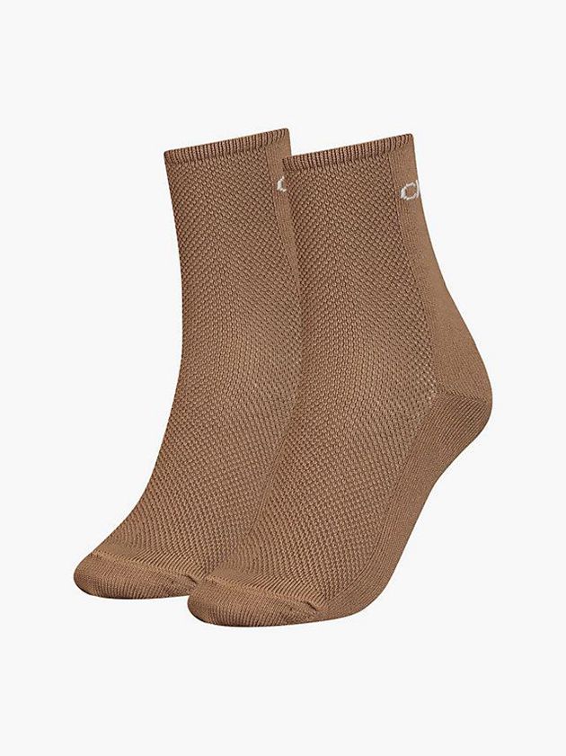 Brown Calvin Klein 2 Pack Ankle Women Socks | DYIT-72634