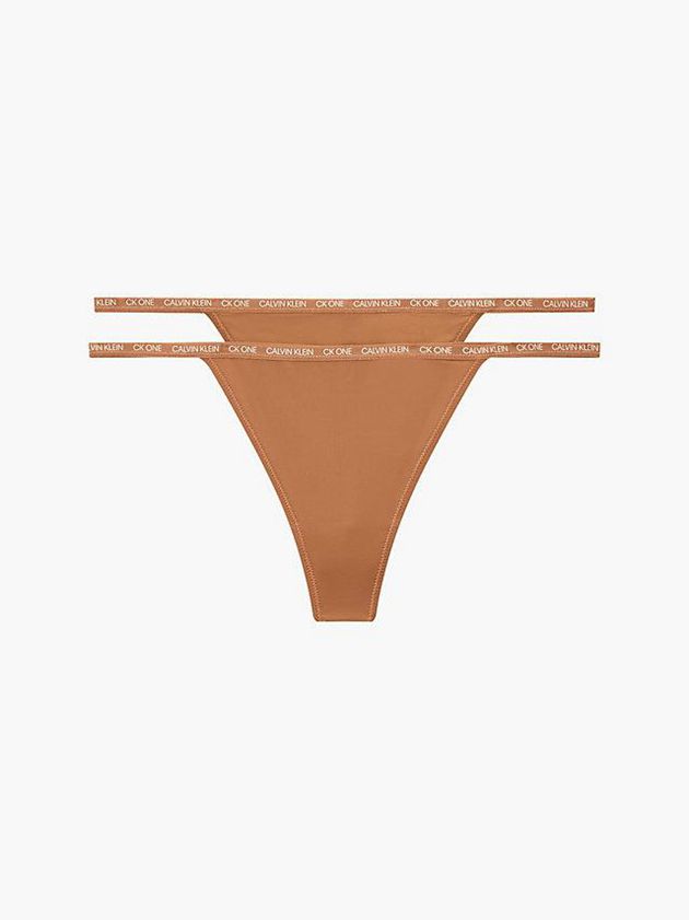 Brown Calvin Klein 2 Pack - CK One Women Thong | CGMX-92786