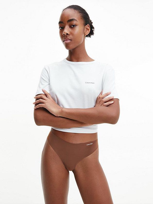 Brown Calvin Klein 5 Pack - Invisibles Women Thong | QRIN-35209