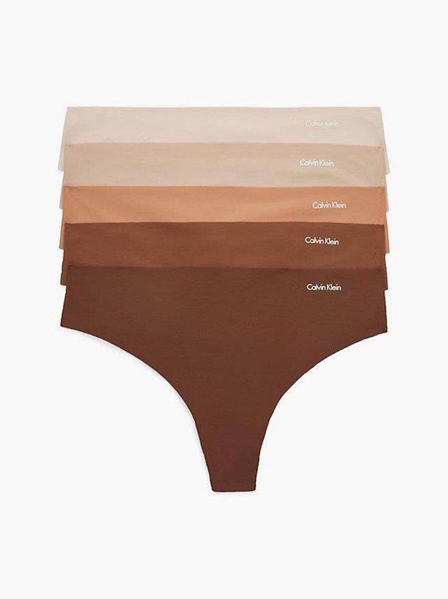 Brown Calvin Klein 5 Pack - Invisibles Women Thong | QRIN-35209