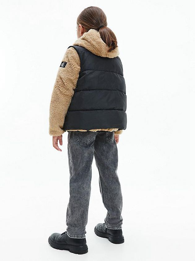 Brown Calvin Klein Convertible Teddy Puffer Boys's Jacket | JSTH-21704