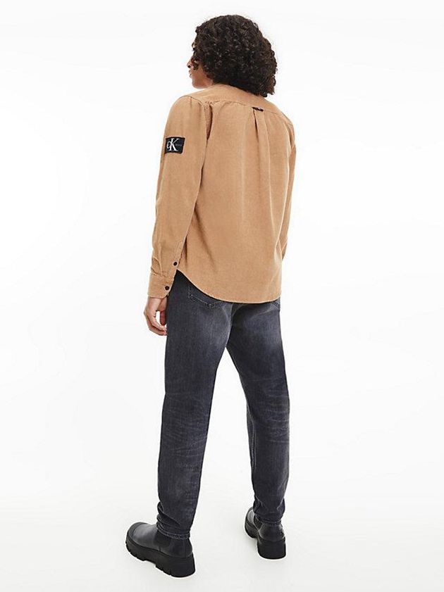 Brown Calvin Klein Cotton Corduroy Men Shirts | NKHQ-09751