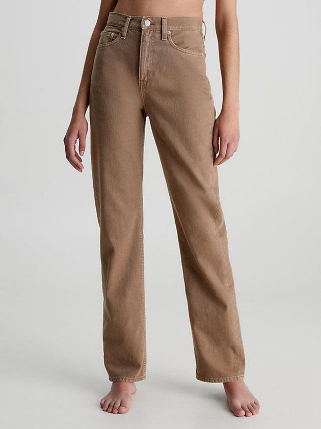 Brown Calvin Klein High Rise Straight Women Jeans | VLPB-17802