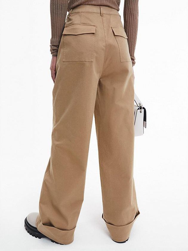 Brown Calvin Klein High Rise Wide Leg Women Pants | XBRY-25413