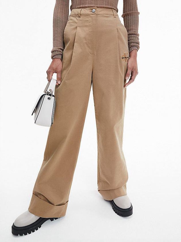 Brown Calvin Klein High Rise Wide Leg Women Pants | XBRY-25413