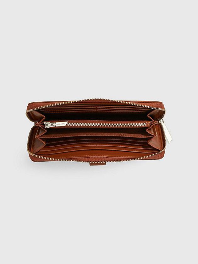 Brown Calvin Klein Large Recycled Rfid Zip Around Women Wallet | IMJN-26415