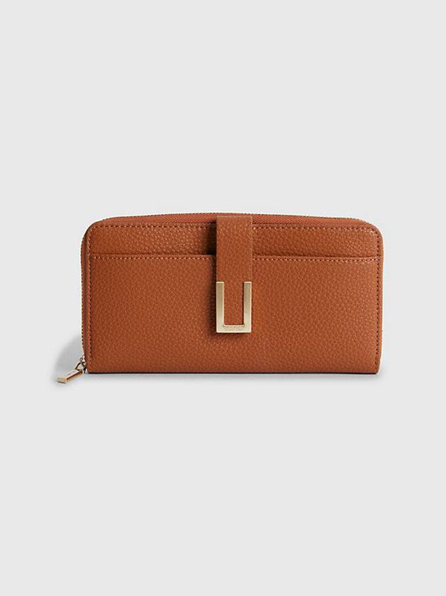 Brown Calvin Klein Large Recycled Rfid Zip Around Women Wallet | IMJN-26415