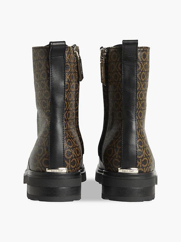 Brown Calvin Klein Leather Heeled Women Boots | QZIS-37605