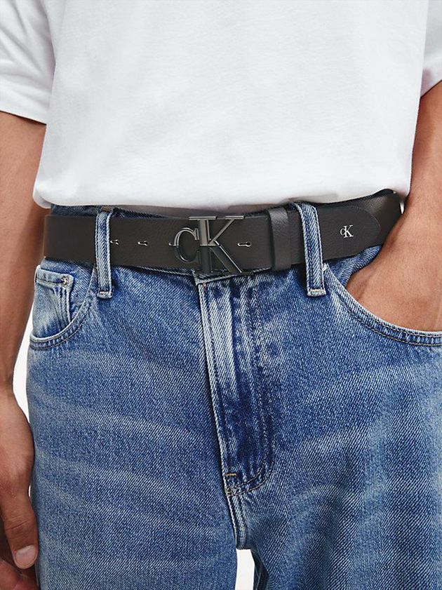 Brown Calvin Klein Leather Logo Men Belt | KNOU-85472