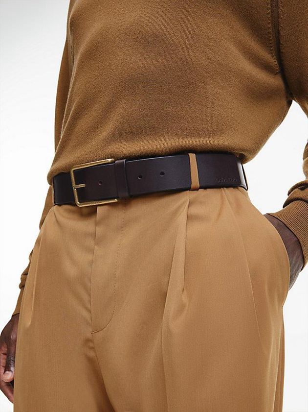 Brown Calvin Klein Leather Men Belt | FAGJ-61259