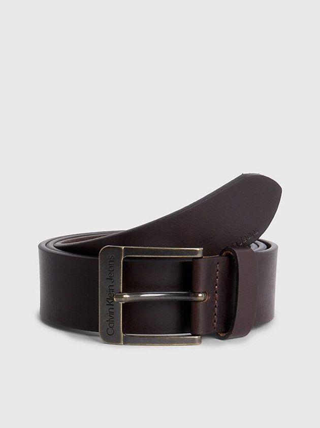 Brown Calvin Klein Leather Men Belt | FBYT-48726
