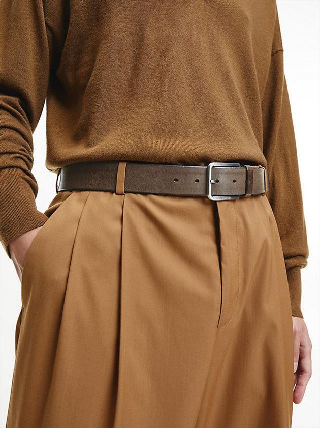 Brown Calvin Klein Leather Men Belt | SXRE-81309