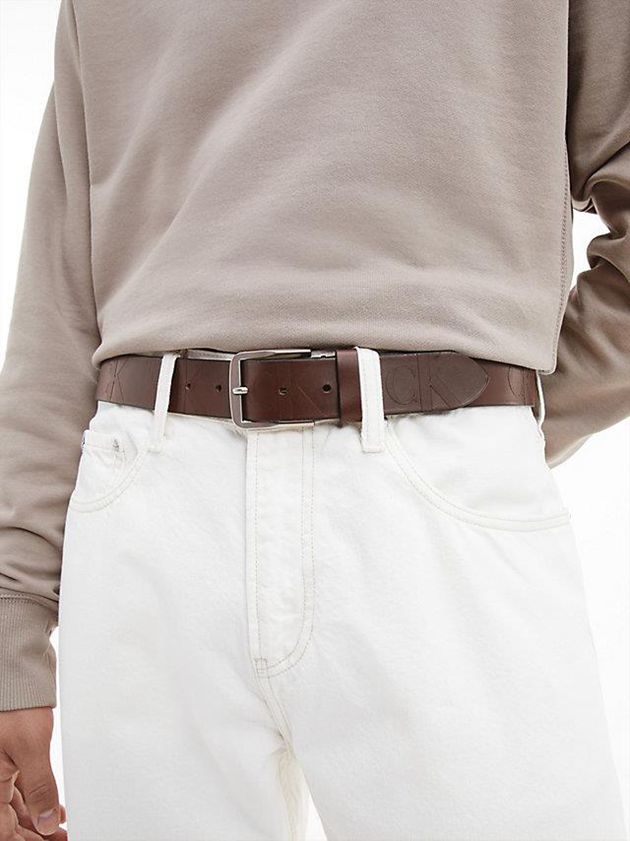 Brown Calvin Klein Leather Men Belt | VMCX-76581