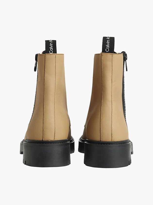 Brown Calvin Klein Leather Men Boots | TQMB-14702