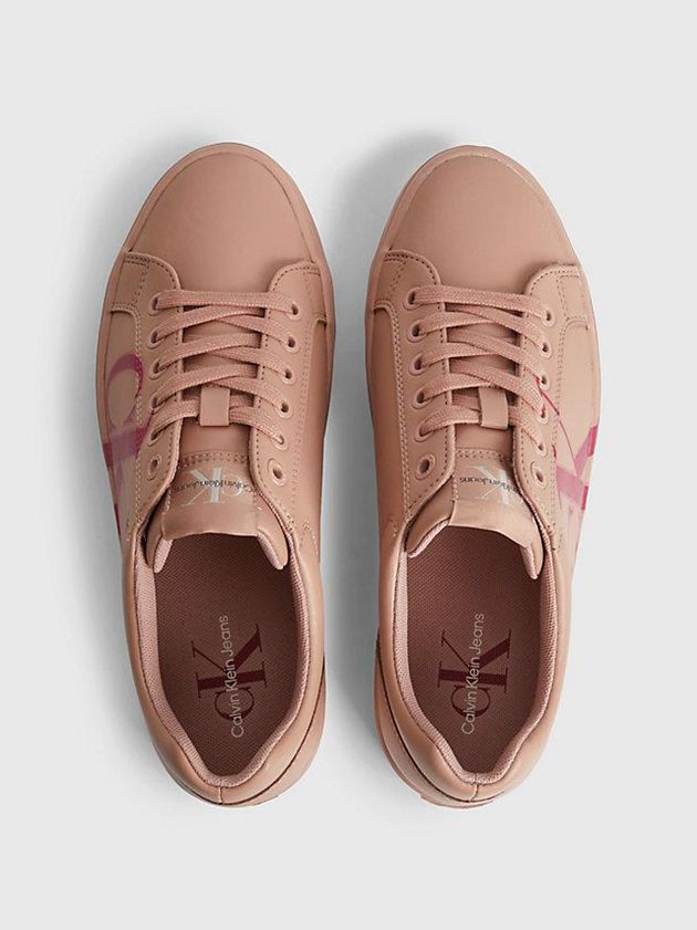 Brown Calvin Klein Leather Platform Women Sneakers | KHES-78159