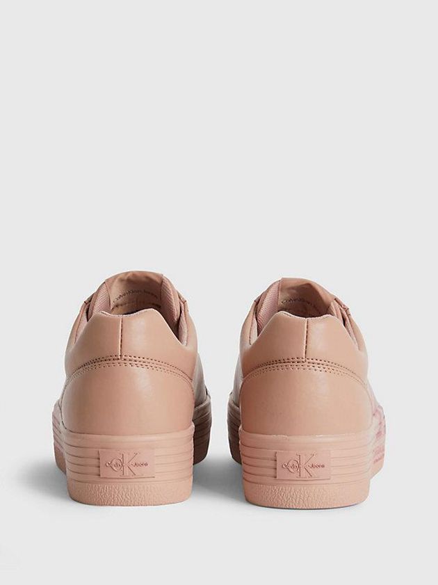 Brown Calvin Klein Leather Platform Women Sneakers | KHES-78159