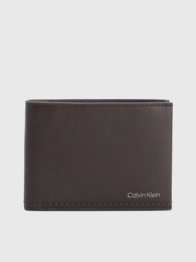Brown Calvin Klein Leather Rfid Billfold Men Wallet | TQOL-51023