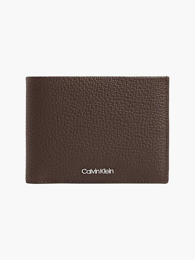 Brown Calvin Klein Leather Trifold Men Wallet | SVYI-57608