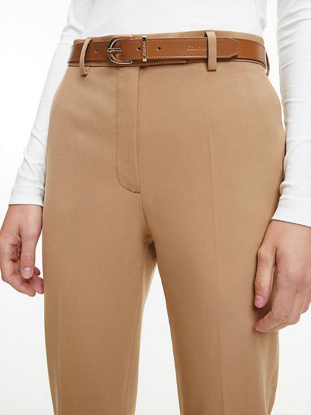 Brown Calvin Klein Leather Women Belt | MUNW-76341