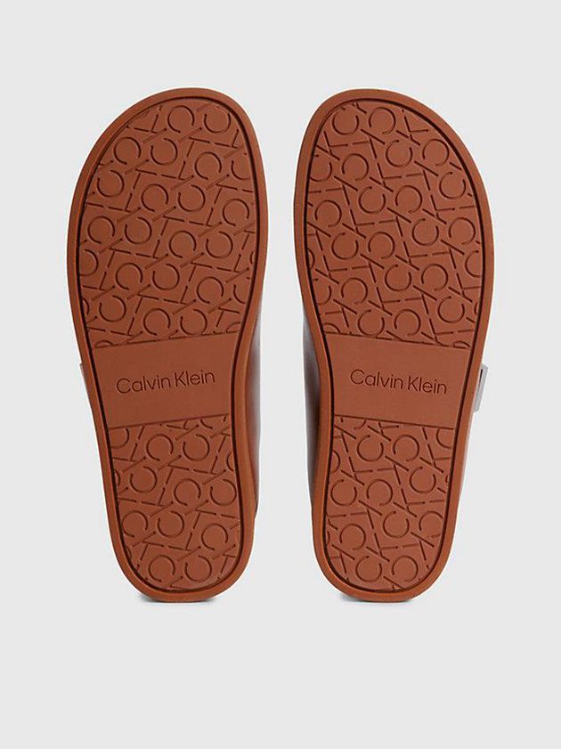 Brown Calvin Klein Leather Women Sandals | TEOG-51086