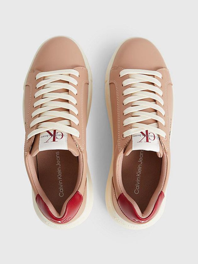 Brown Calvin Klein Leather Women Sneakers | FGWB-92780