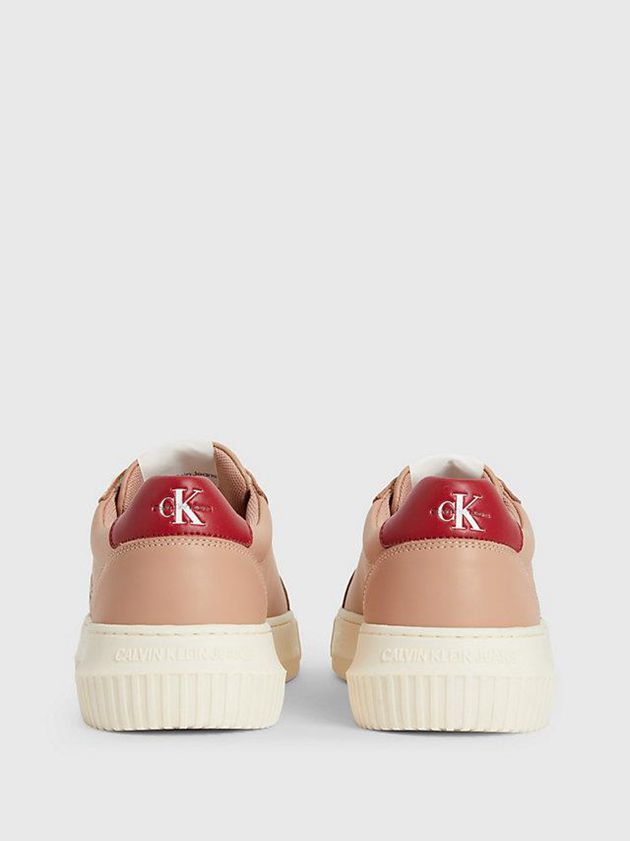 Brown Calvin Klein Leather Women Sneakers | FGWB-92780
