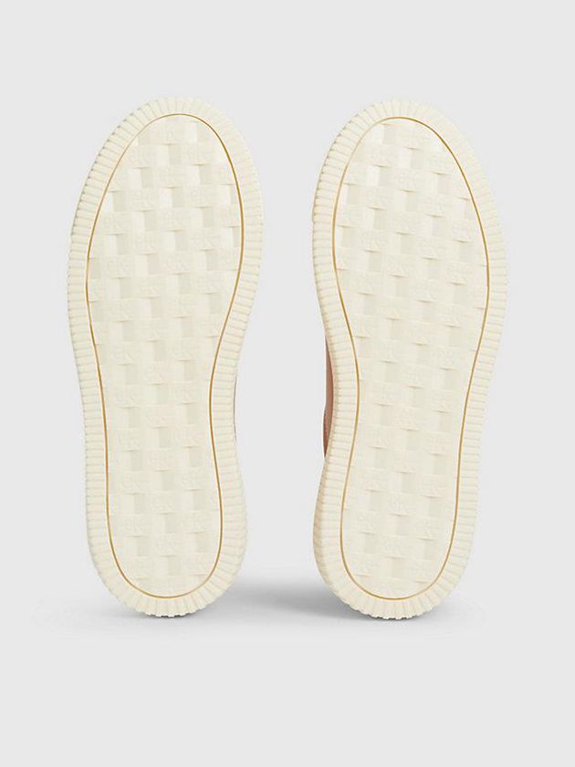 Brown Calvin Klein Leather Women Sneakers | FGWB-92780