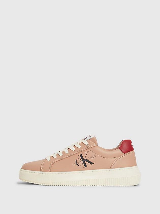 Brown Calvin Klein Leather Women Sneakers | FGWB-92780