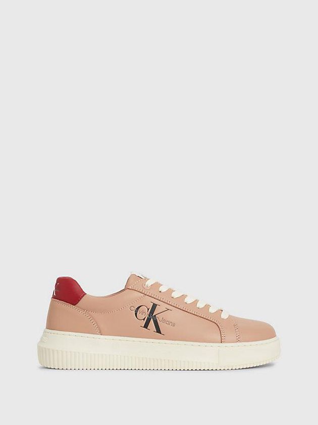 Brown Calvin Klein Leather Women Sneakers | FGWB-92780