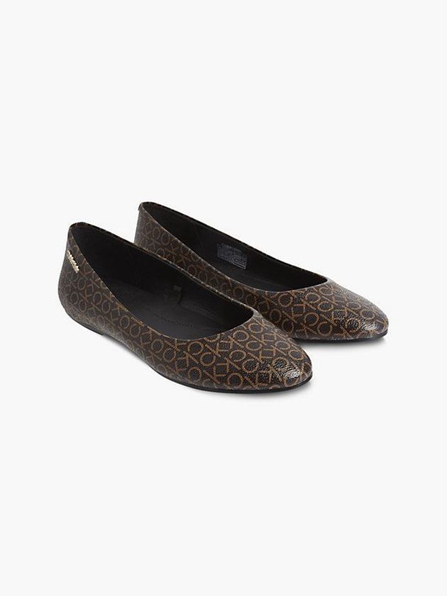 Brown Calvin Klein Logo Ballerinas Women Slip On | ZHOY-28917