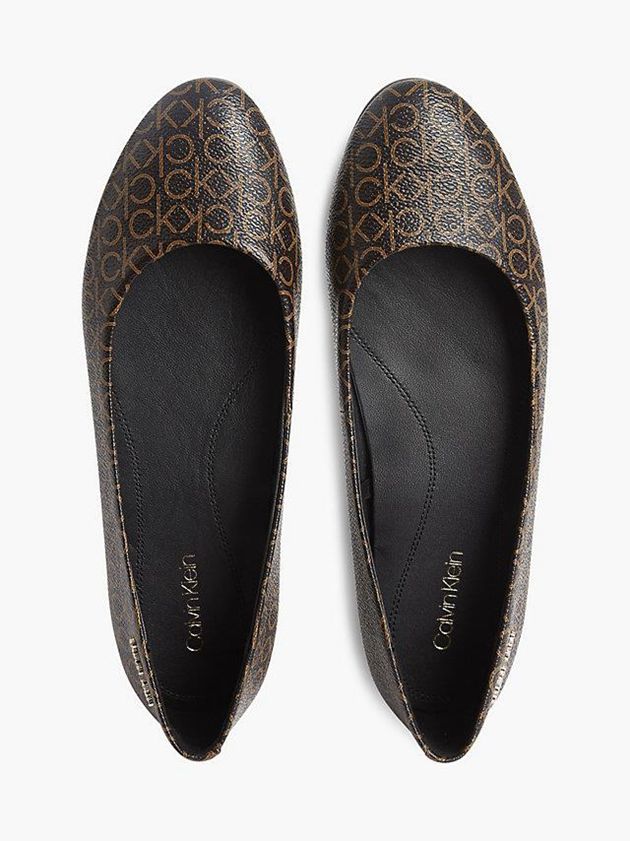 Brown Calvin Klein Logo Ballerinas Women Slip On | ZHOY-28917