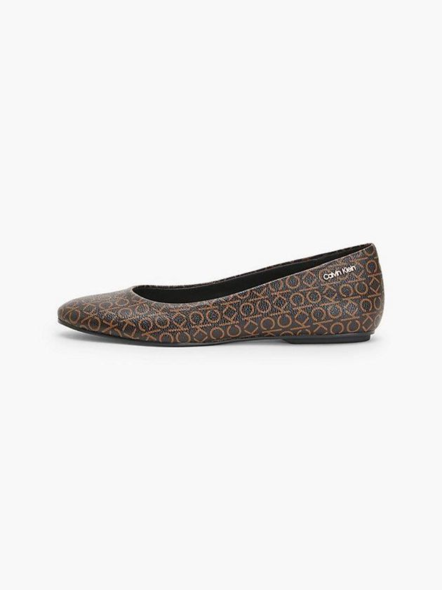 Brown Calvin Klein Logo Ballerinas Women Slip On | ZHOY-28917