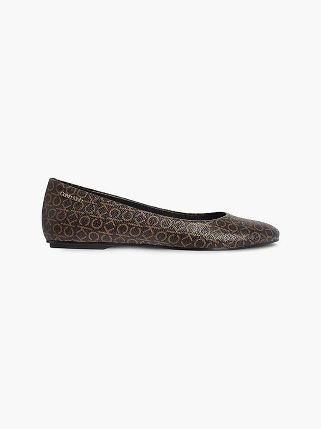 Brown Calvin Klein Logo Ballerinas Women Slip On | ZHOY-28917