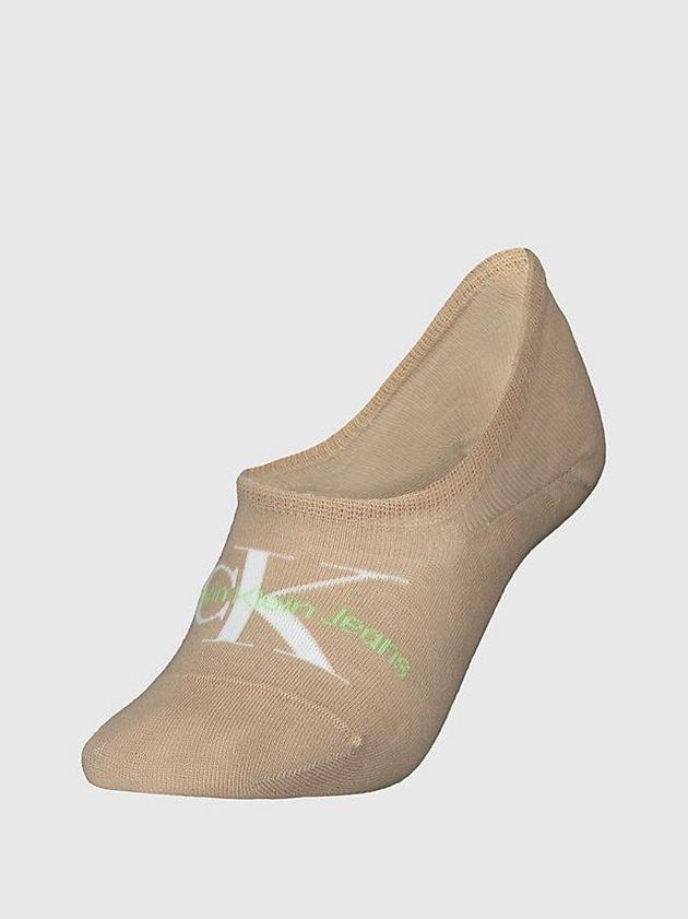 Brown Calvin Klein Logo Invisible Women Socks | AJVO-96205